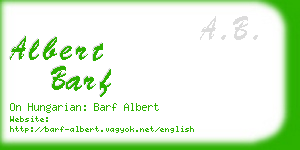 albert barf business card